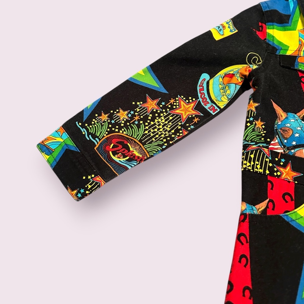 Kids Coz Co Colorful Graphic Long Sleeve Coat Las Vegas Americana Print - Picture 2 of 9